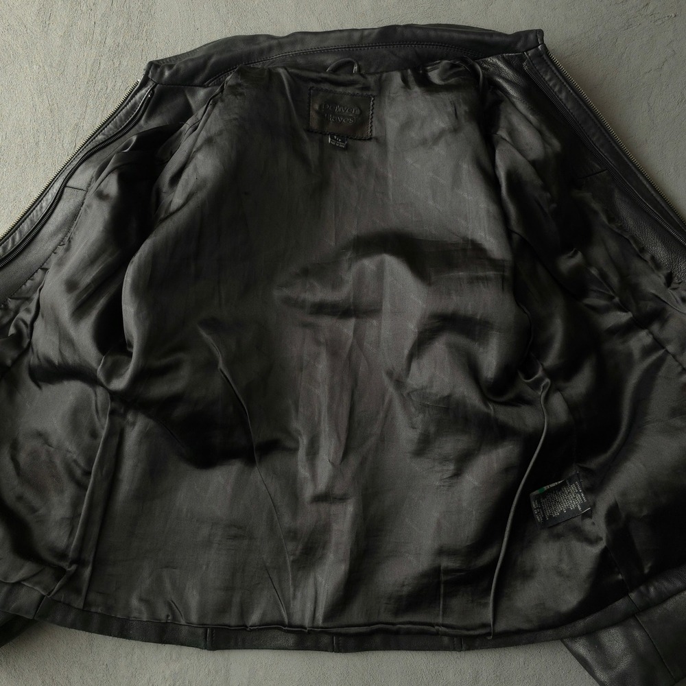 Vintage 90s Leather Jacket Small Black Oversized Denver Hayes - Picture 7 of 16